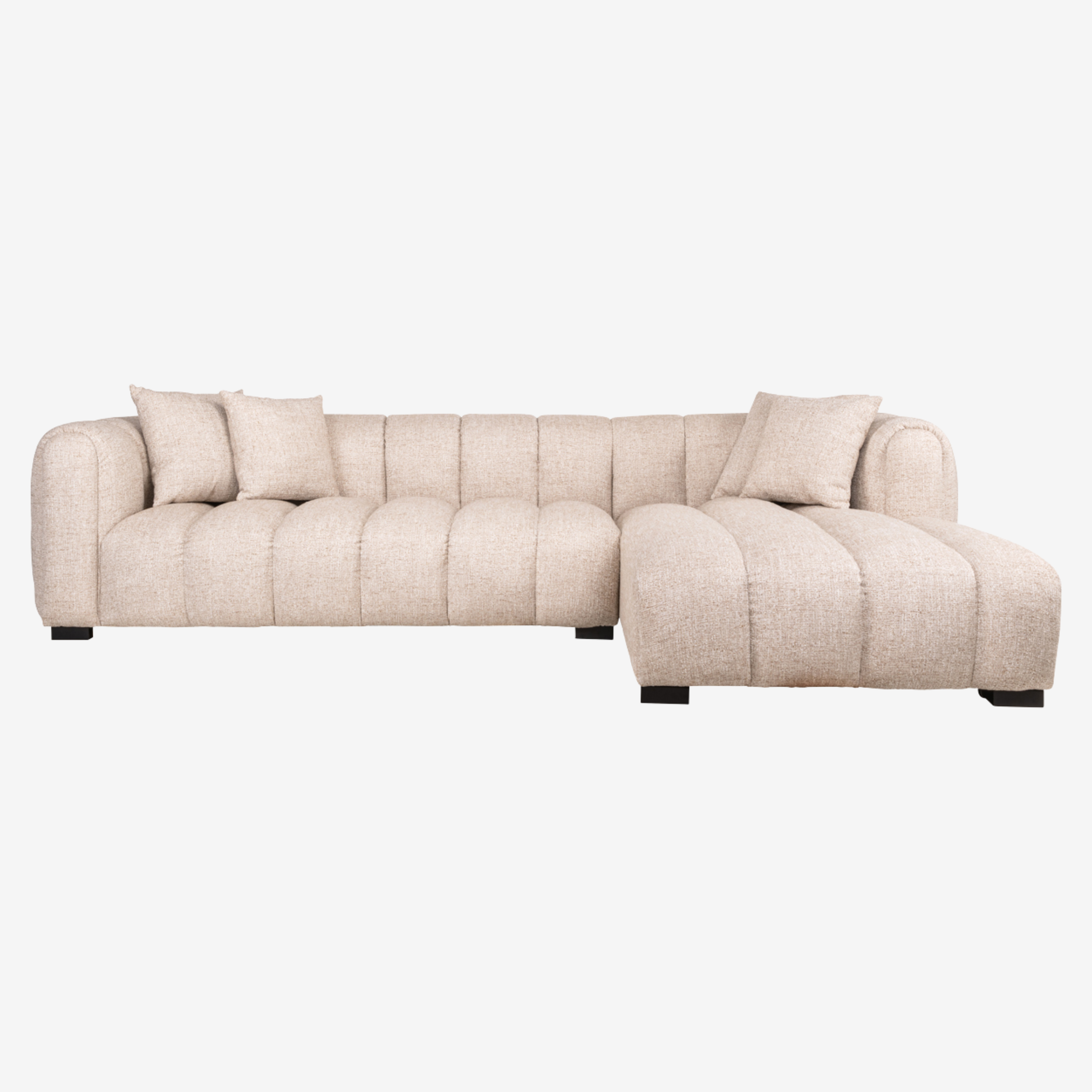 Sofa Novaro cream tweed – rechte Lounge, feuerhemmend