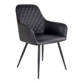 Harbo Dining Chair – 4er Set, schwarzes PU-Leder, schwarze Beine