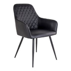 Harbo Dining Chair – 4er Set, schwarzes PU-Leder, schwarze Beine
