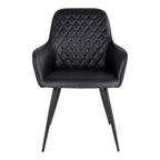 Harbo Dining Chair – 4er Set, schwarzes PU-Leder, schwarze Beine