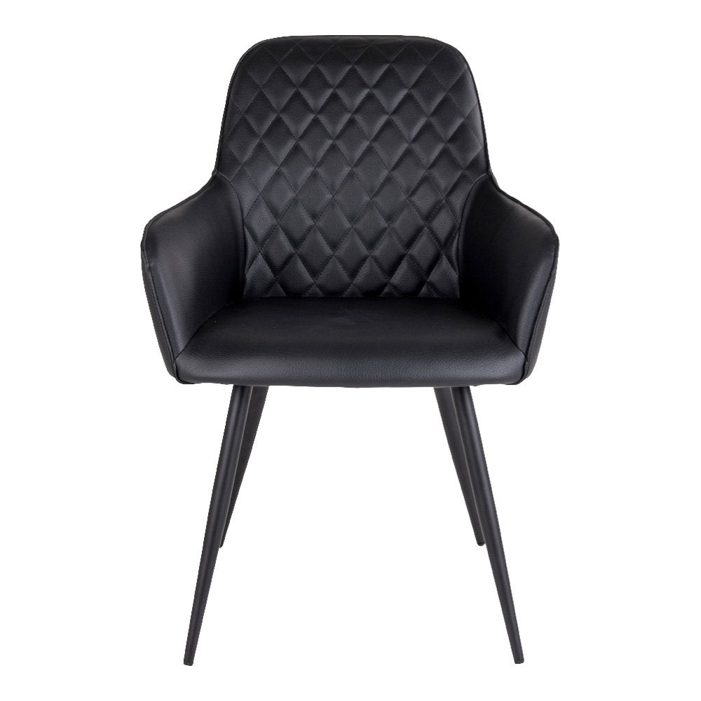 Harbo Dining Chair – 4er Set, schwarzes PU-Leder, schwarze Beine
