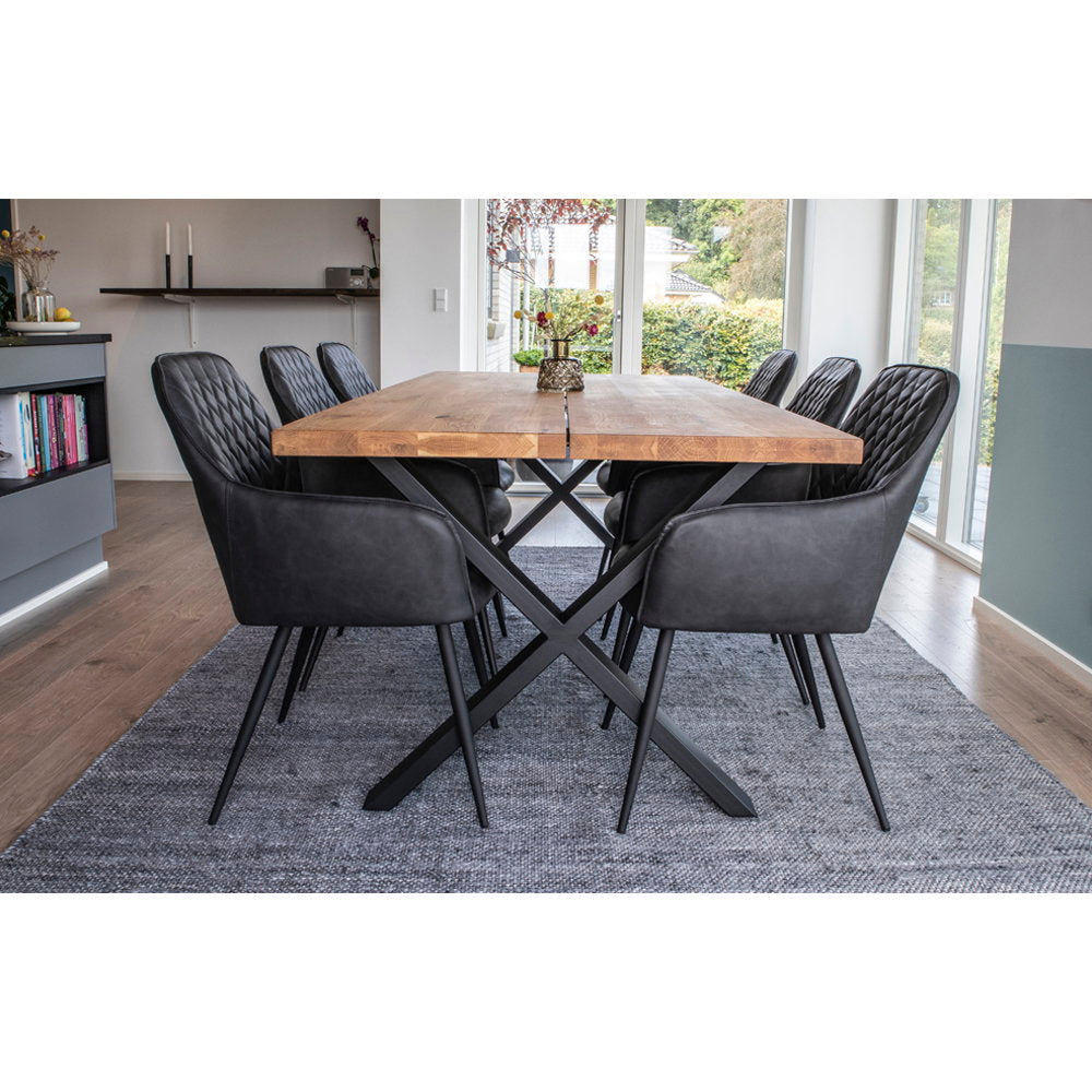 Harbo Dining Chair – 4er Set, schwarzes PU-Leder, schwarze Beine