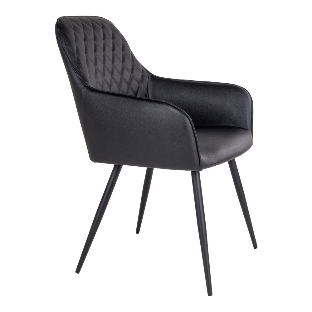 Harbo Dining Chair – 4er Set, schwarzes PU-Leder, schwarze Beine