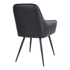 Harbo Dining Chair – 4er Set, schwarzes PU-Leder, schwarze Beine
