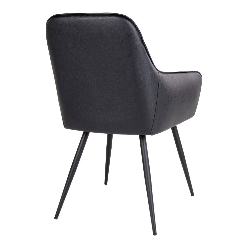 Harbo Dining Chair – 4er Set, schwarzes PU-Leder, schwarze Beine