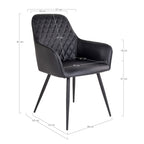 Harbo Dining Chair – 4er Set, schwarzes PU-Leder, schwarze Beine