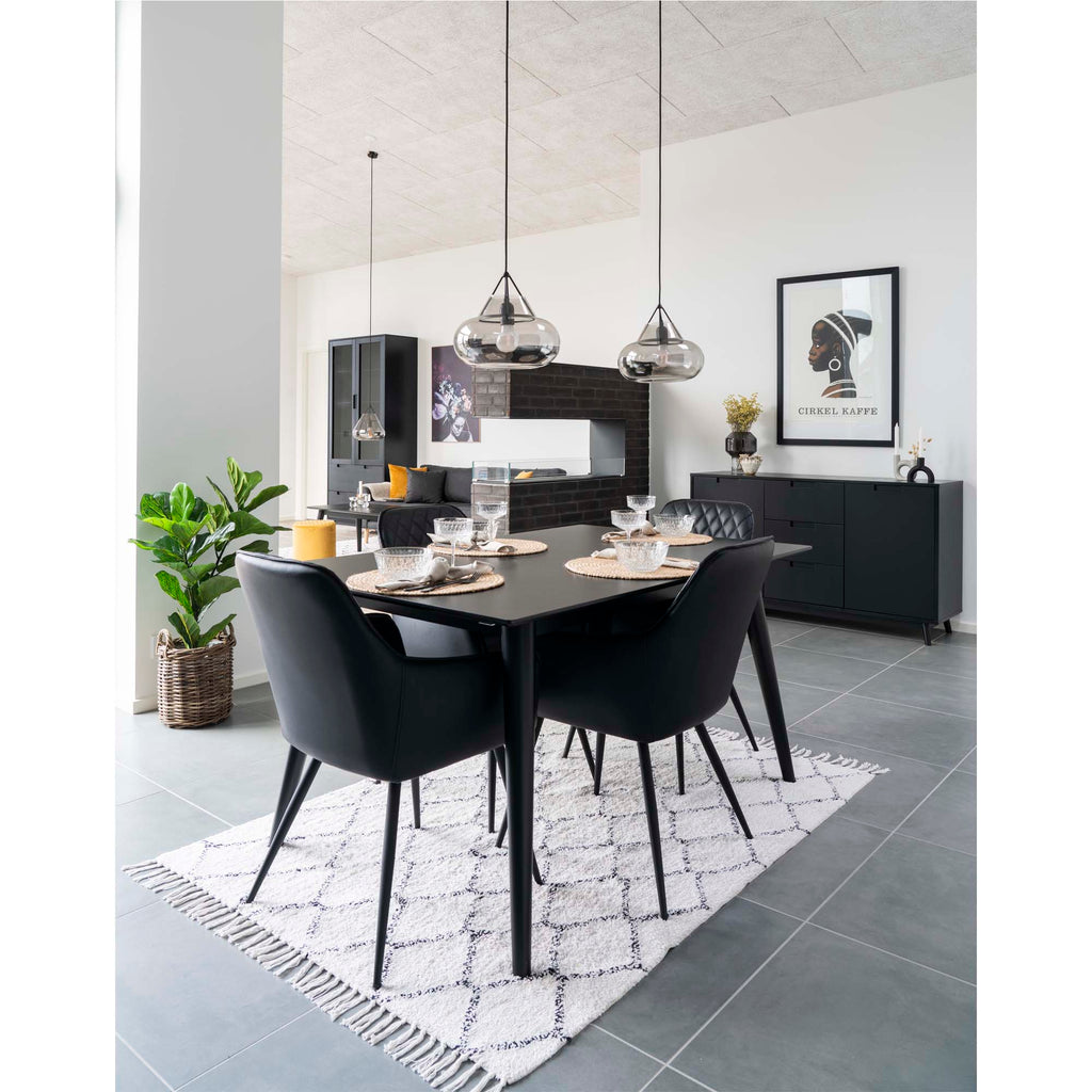 Harbo Dining Chair – 4er Set, schwarzes PU-Leder, schwarze Beine