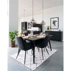 Harbo Dining Chair – 4er Set, schwarzes PU-Leder, schwarze Beine