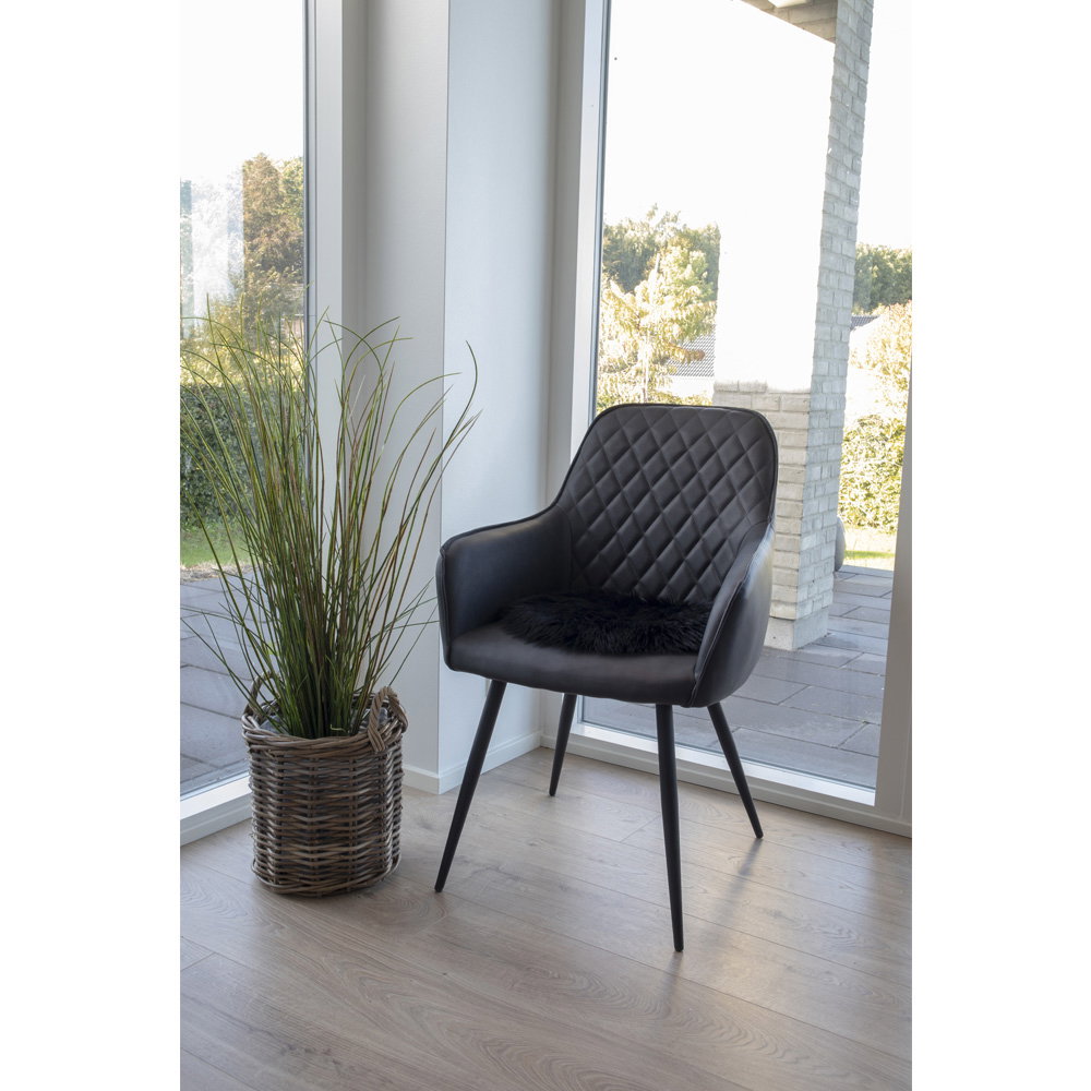 Harbo Dining Chair – 4er Set, schwarzes PU-Leder, schwarze Beine