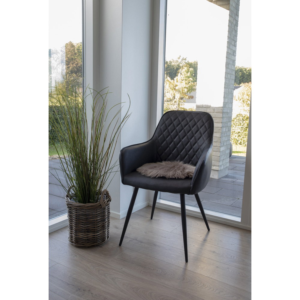 Harbo Dining Chair – 4er Set, schwarzes PU-Leder, schwarze Beine