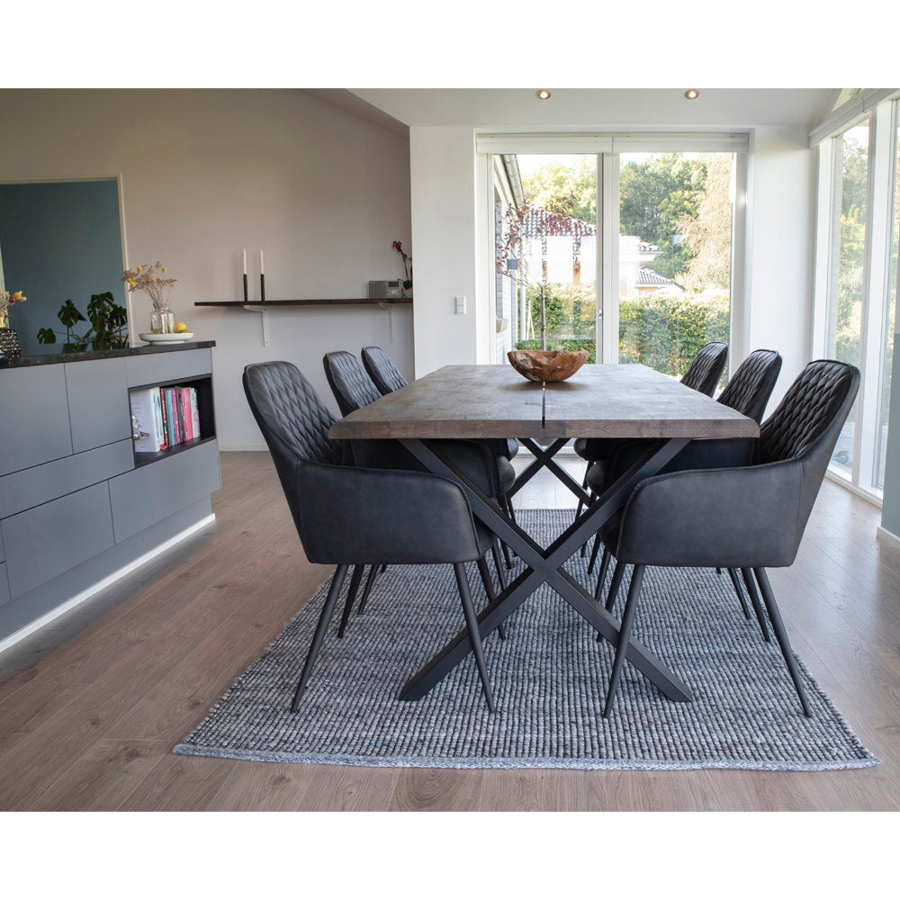 Harbo Dining Chair – 4er Set, schwarzes PU-Leder, schwarze Beine