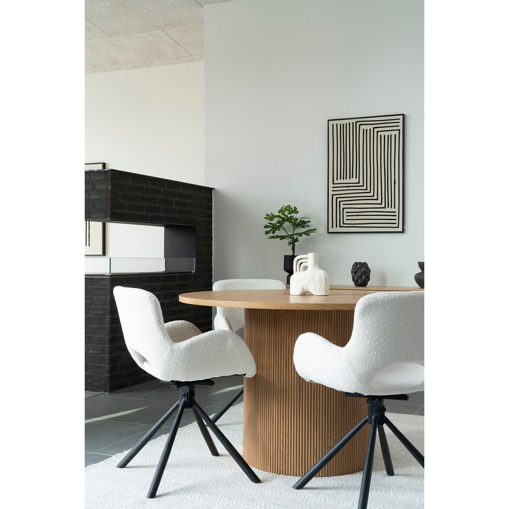 Amorim Dining Chair – 4er Set, Bouclé off-white, drehbar