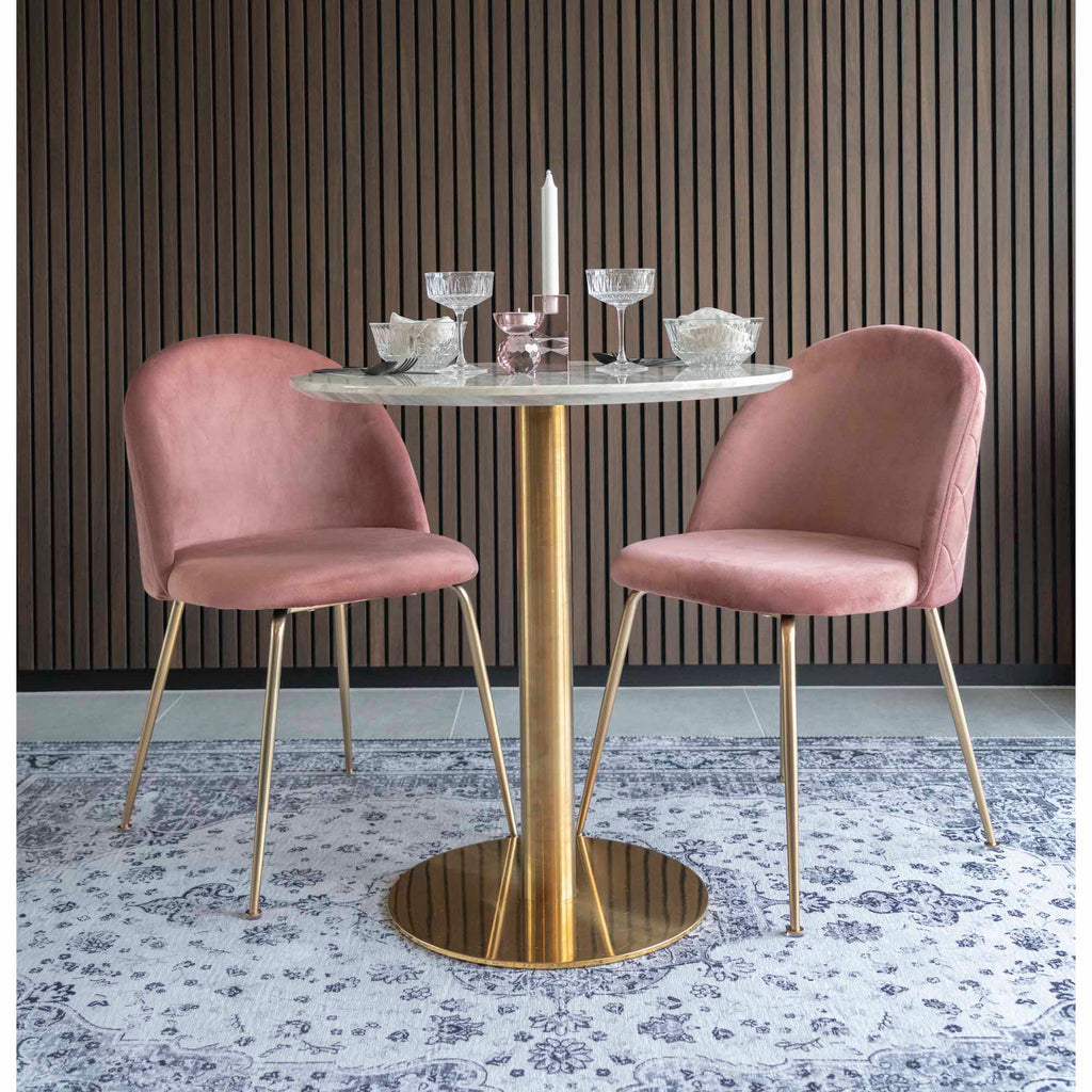 Geneve Dining Chair – 6er Set, Samt rose, Messingbeine