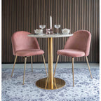 Geneve Dining Chair – 6er Set, Samt rose, Messingbeine