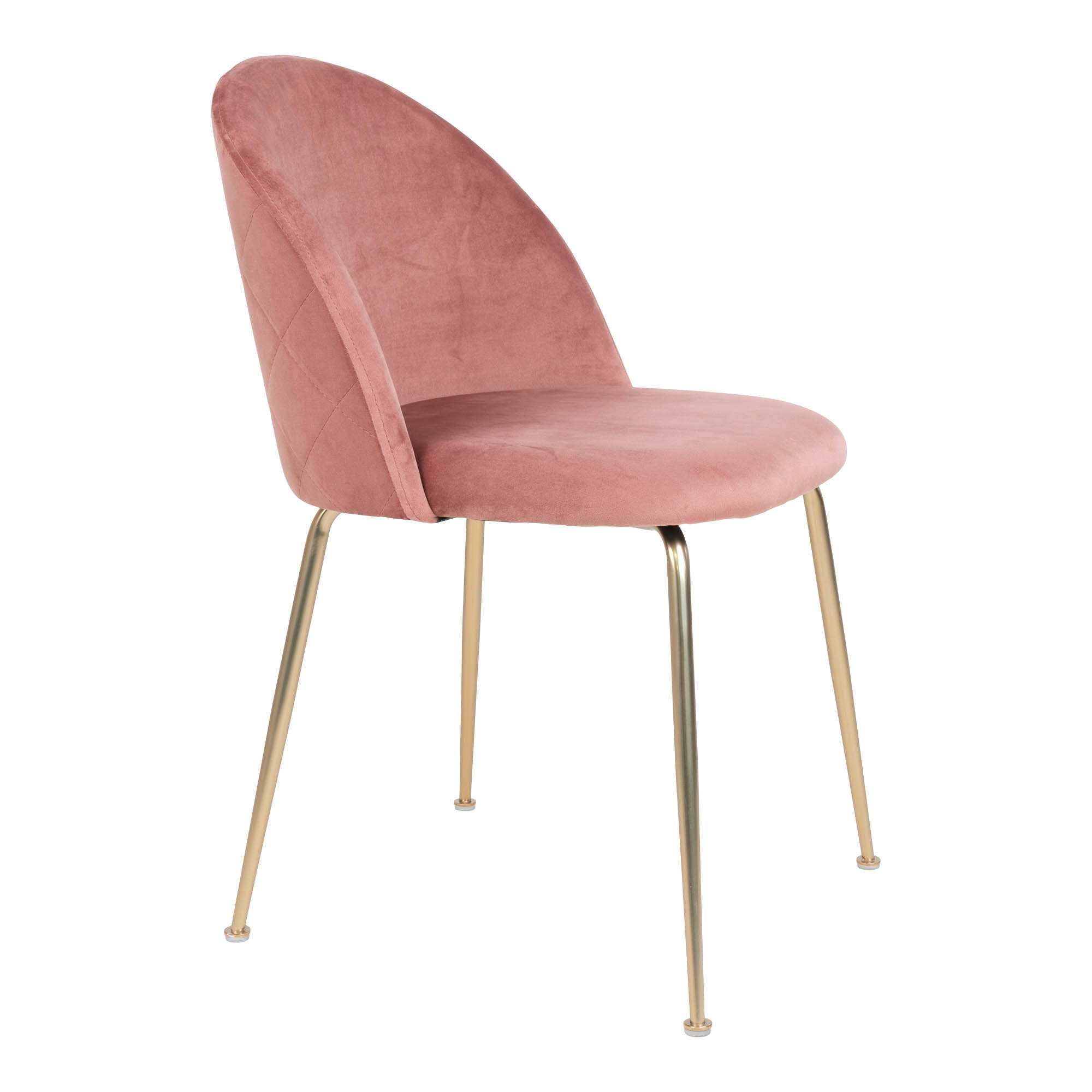 Geneve Dining Chair – 6er Set, Samt rose, Messingbeine