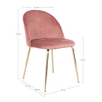 Geneve Dining Chair – 6er Set, Samt rose, Messingbeine