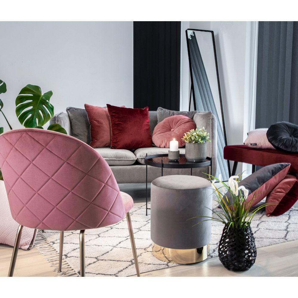 Geneve Dining Chair – 6er Set, Samt rose, Messingbeine