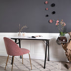 Geneve Dining Chair – 6er Set, Samt rose, Messingbeine