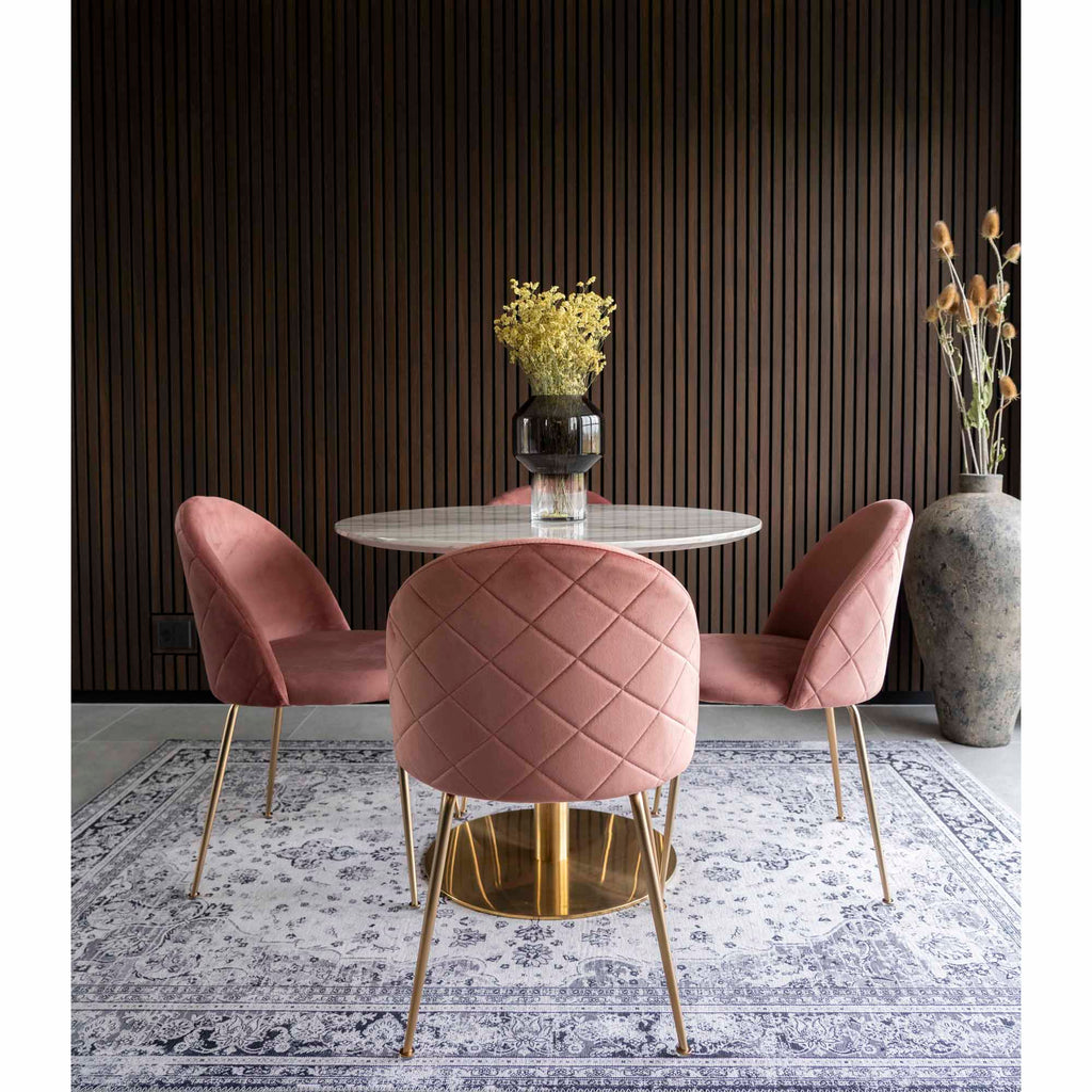 Geneve Dining Chair – 6er Set, Samt rose, Messingbeine