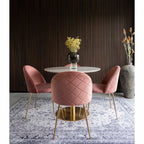 Geneve Dining Chair – 6er Set, Samt rose, Messingbeine