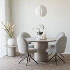 Lana Dining Chair – 4er Set, Bouclé sand, graue Beine