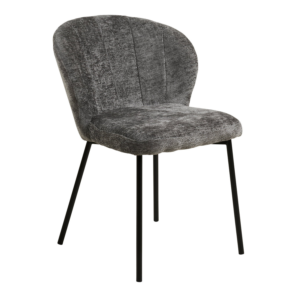 Roanne Dining Chair – 4er Set, grau, schwarze Beine