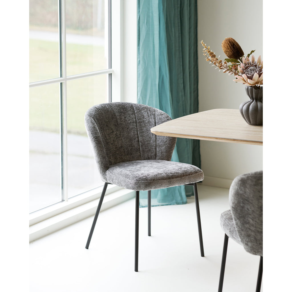 Roanne Dining Chair – 4er Set, grau, schwarze Beine