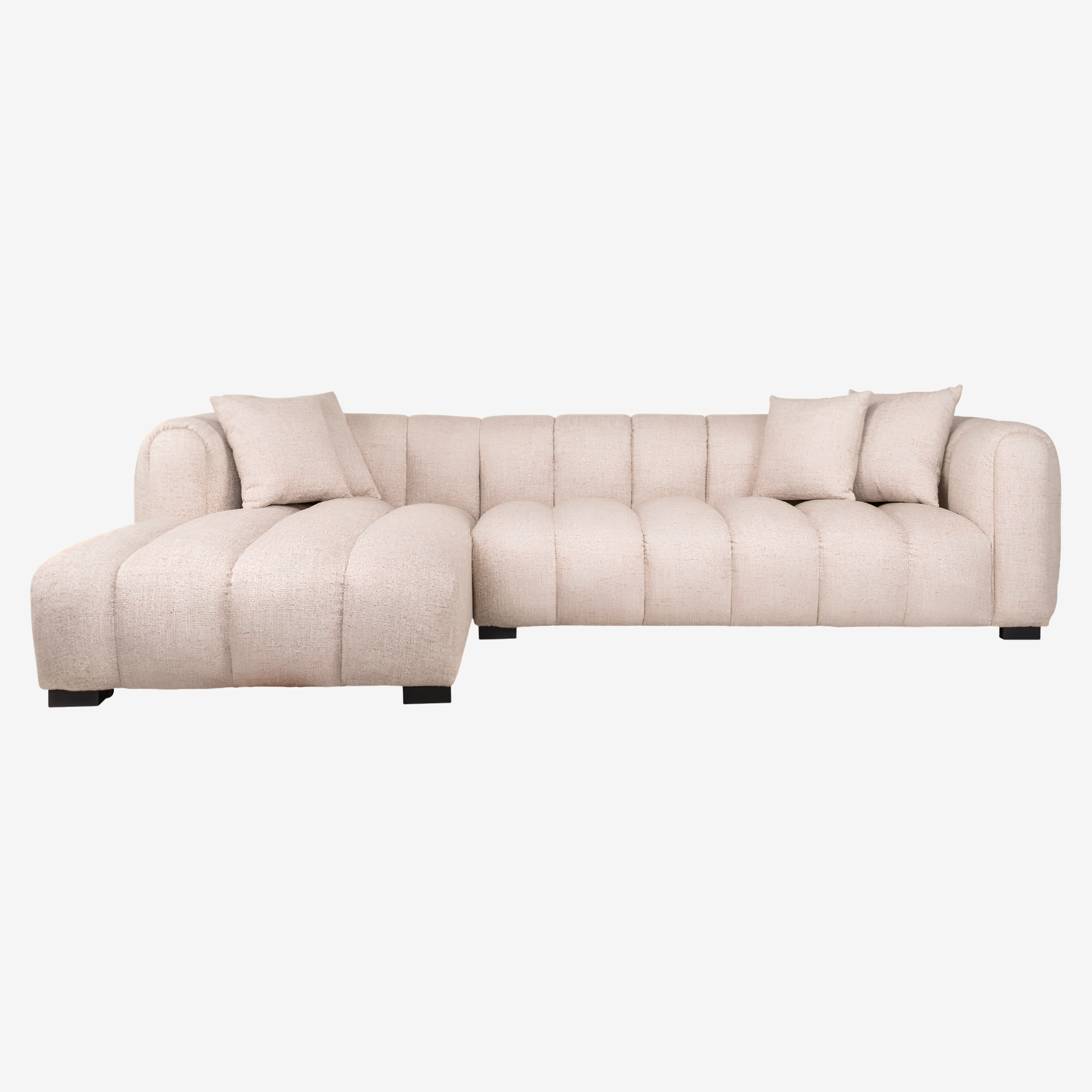 Sofa Novaro cream tweed – linke Lounge, feuerhemmend