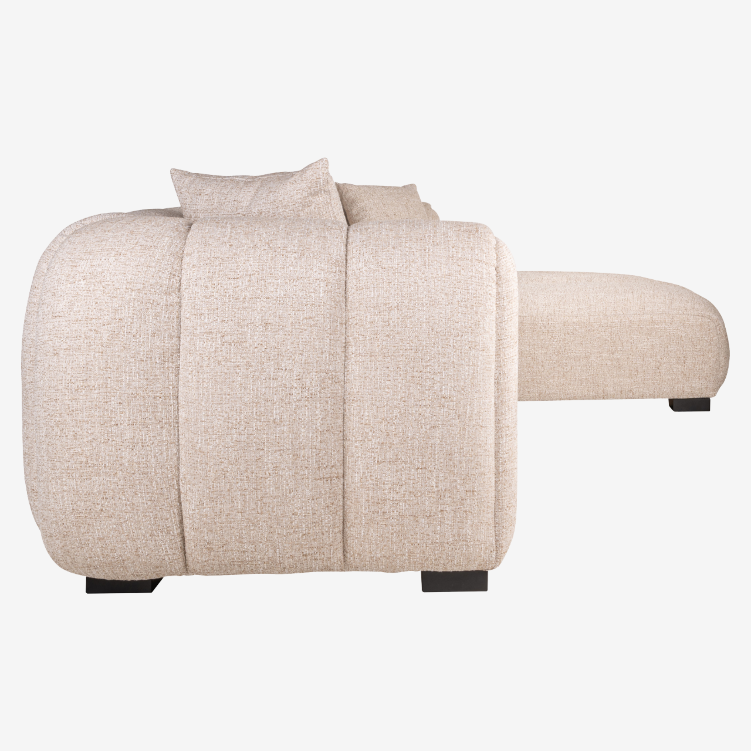 Sofa Novaro cream tweed – rechte Lounge, feuerhemmend