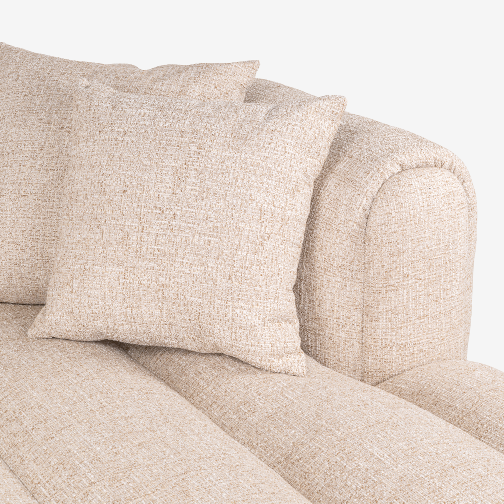 Sofa Novaro cream tweed – rechte Lounge, feuerhemmend