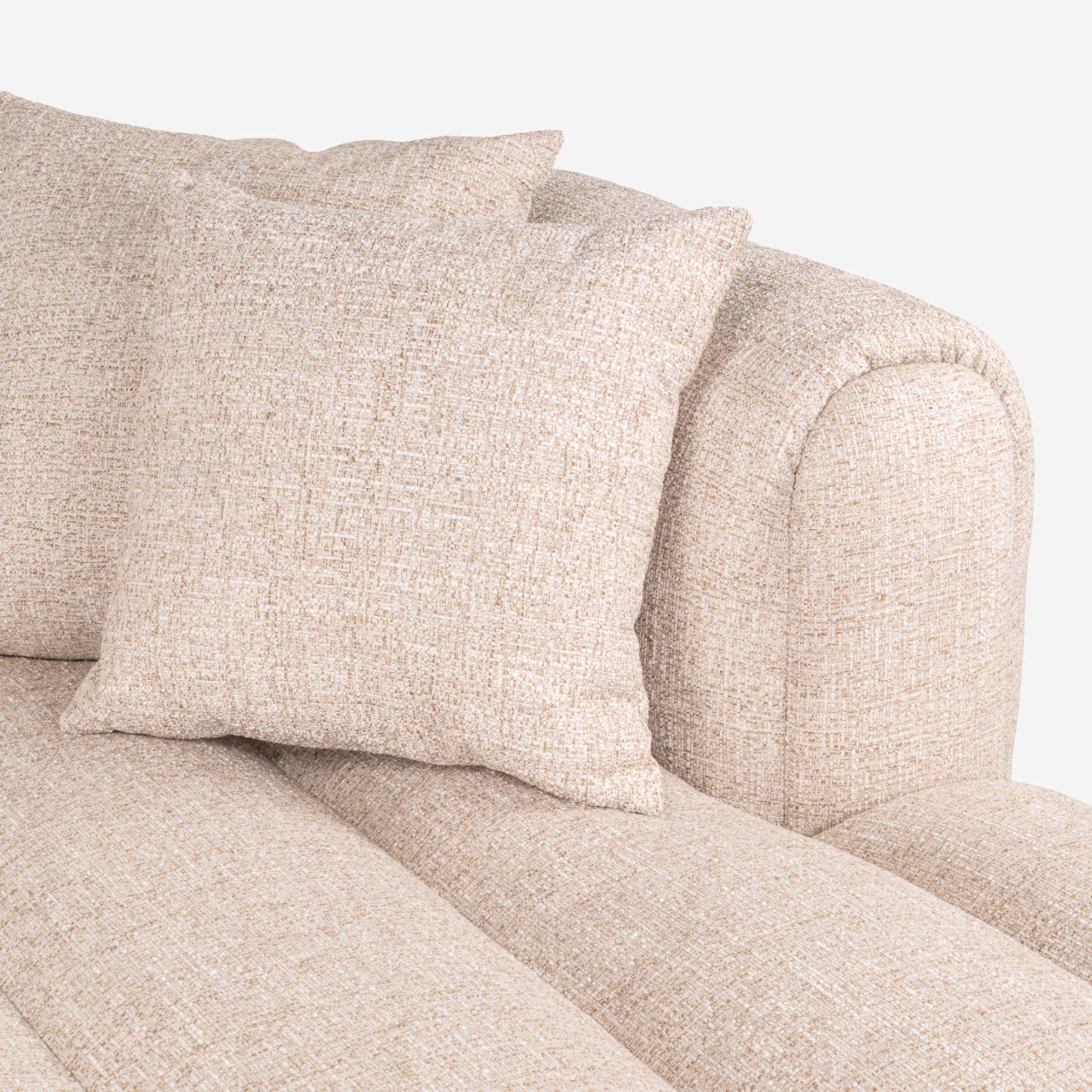 Sofa Novaro cream tweed – rechte Lounge, feuerhemmend
