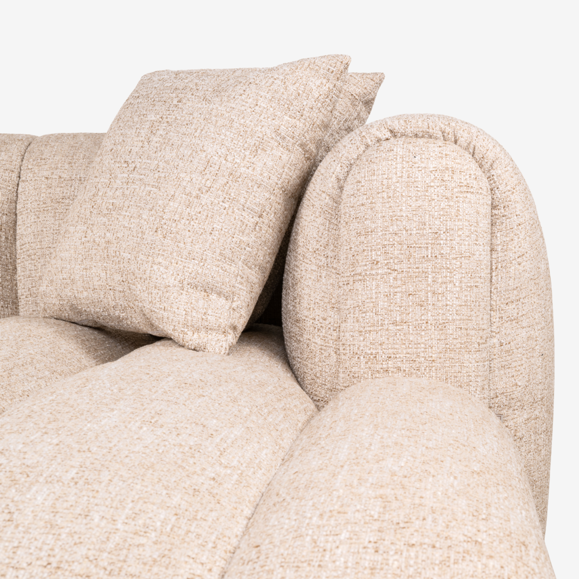 Sofa Novaro cream tweed – rechte Lounge, feuerhemmend