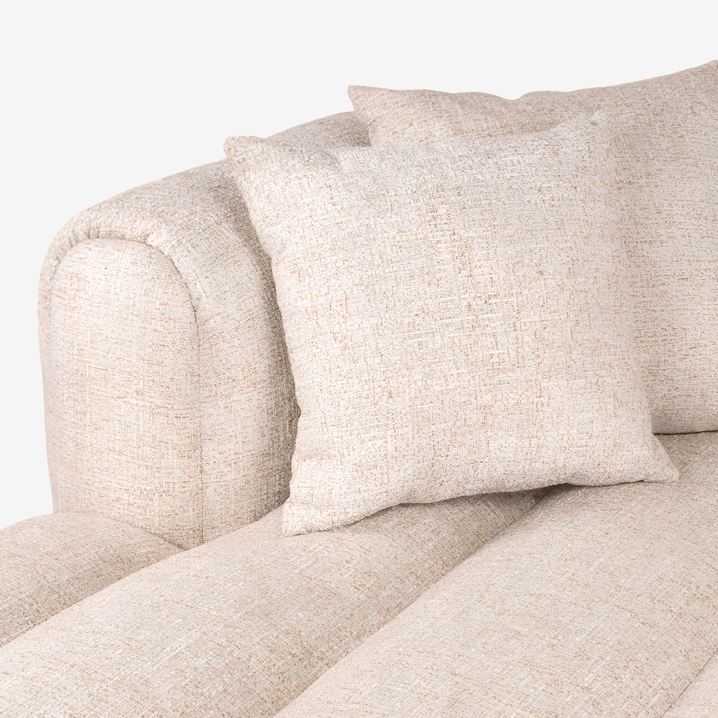 Sofa Novaro cream tweed – linke Lounge, feuerhemmend