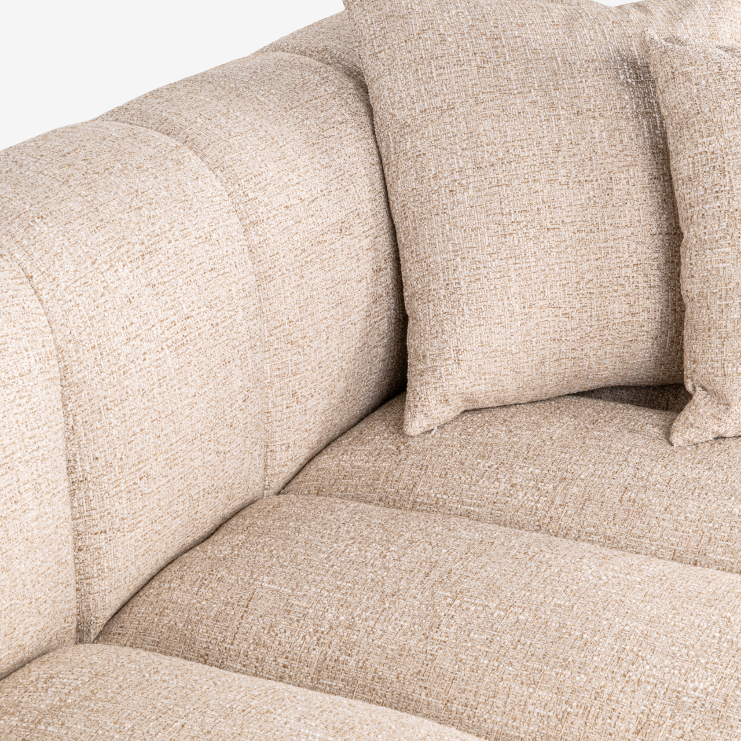 Sofa Novaro cream tweed – rechte Lounge, feuerhemmend