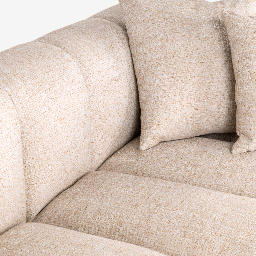 Sofa Novaro cream tweed – linke Lounge, feuerhemmend
