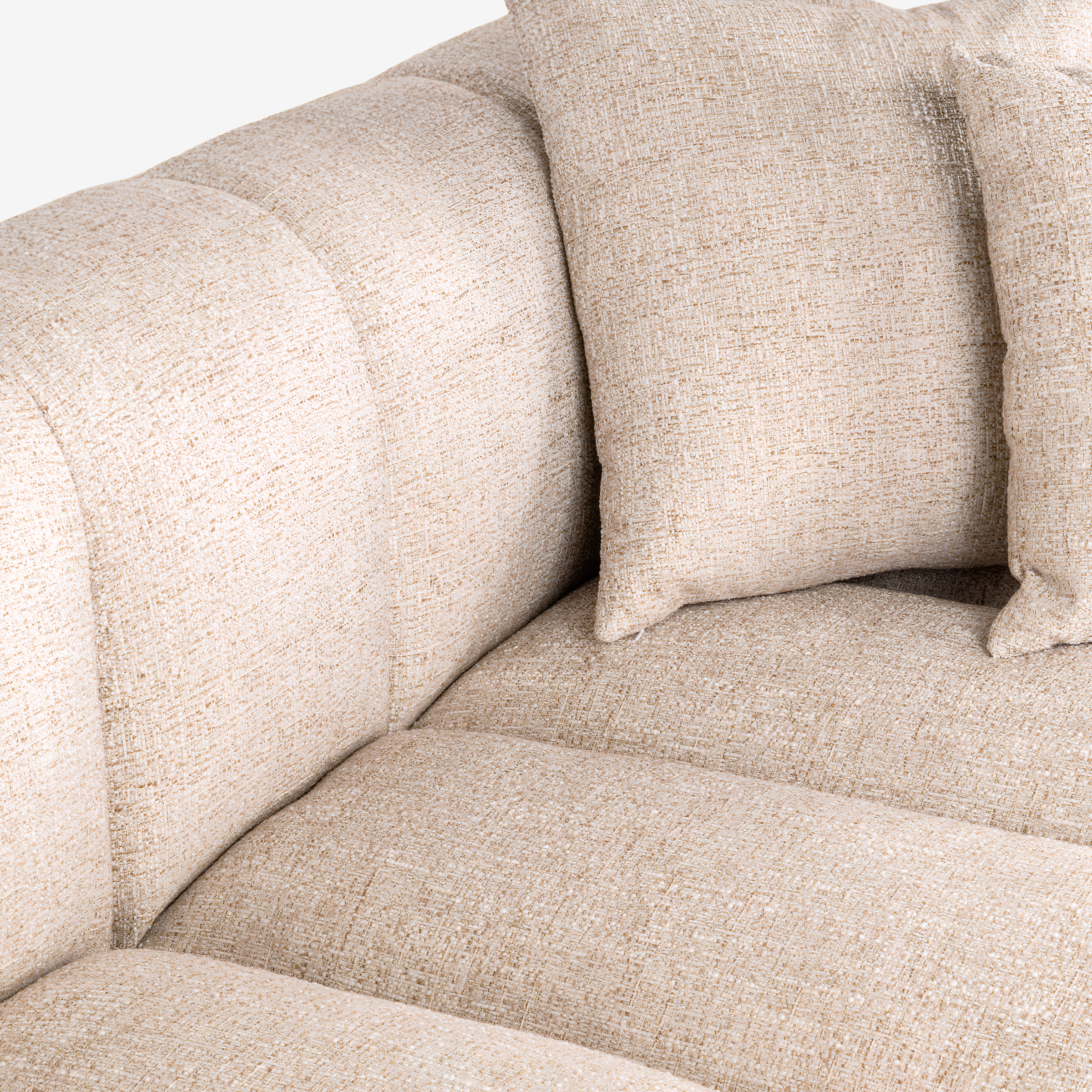 Sofa Novaro cream tweed – linke Lounge, feuerhemmend