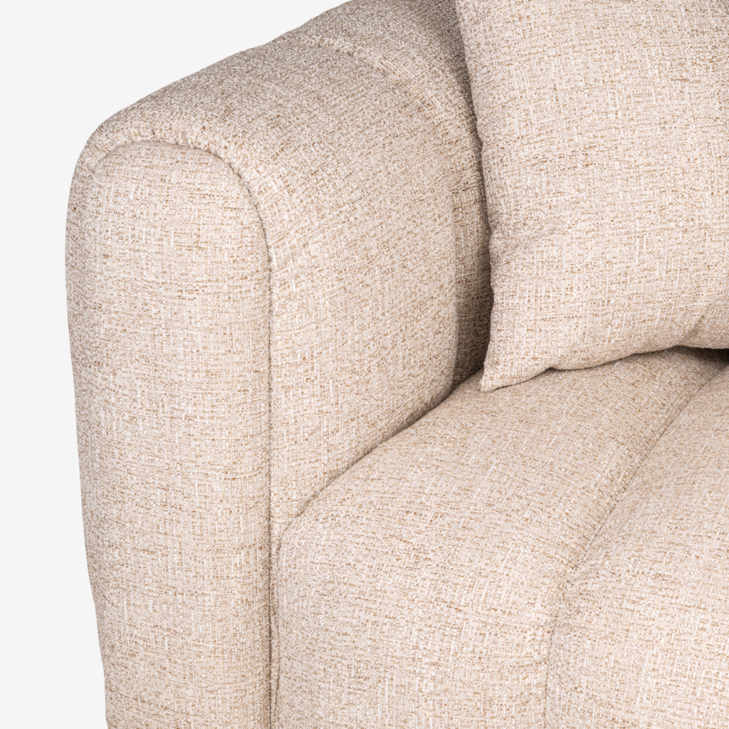 Sofa Novaro cream tweed – rechte Lounge, feuerhemmend