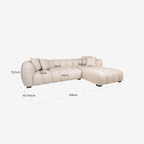 Sofa Novaro cream tweed – rechte Lounge, feuerhemmend