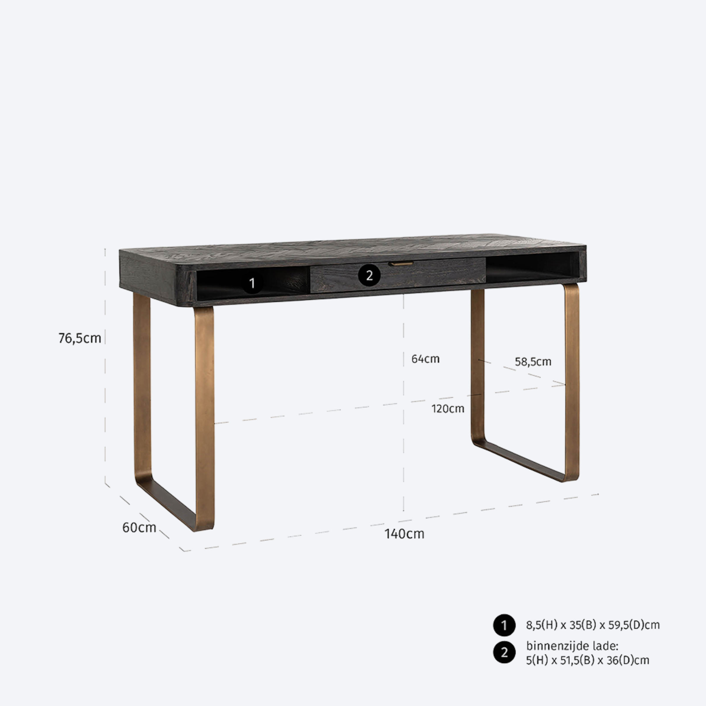 Desk Blackbone Brass black rustic