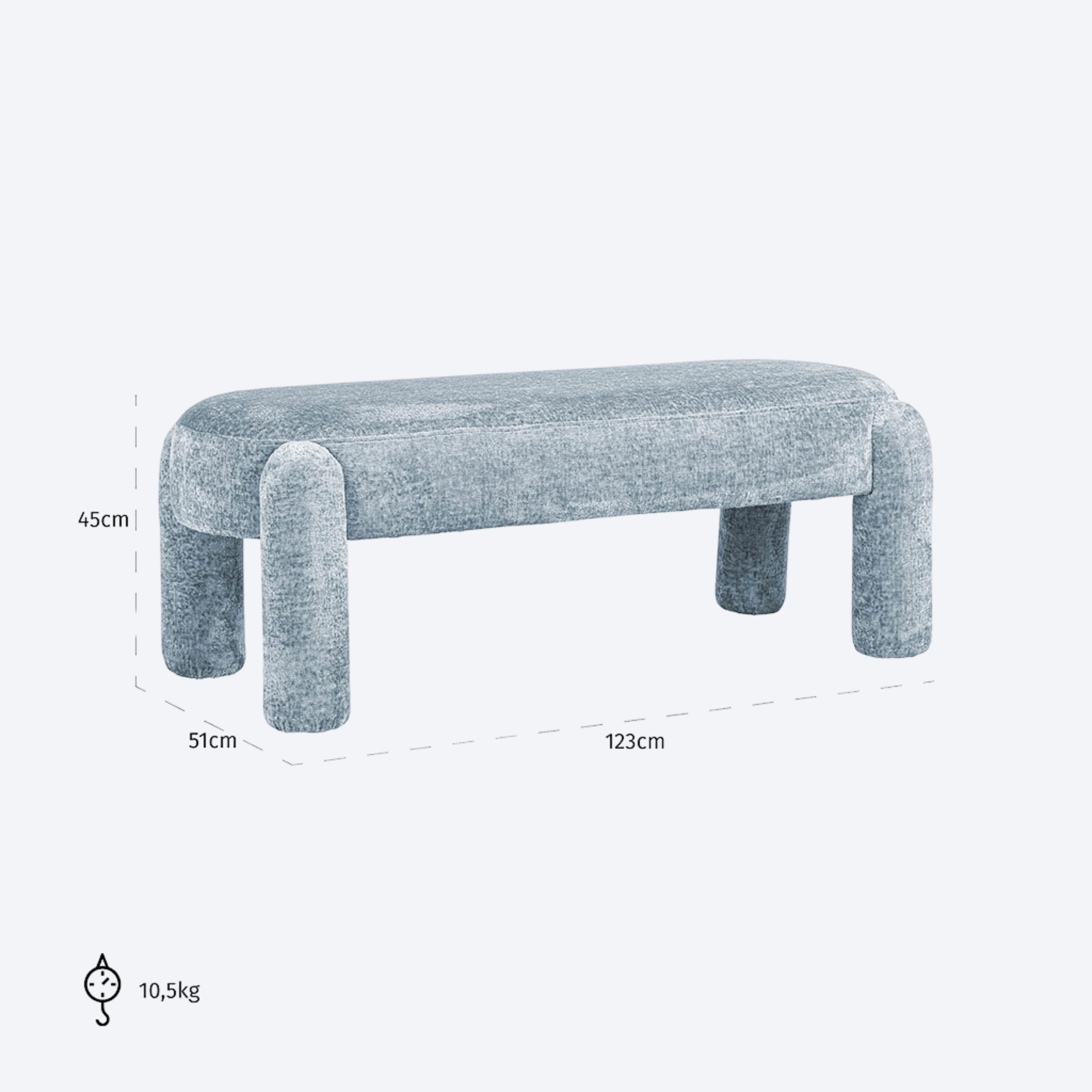 Bench Holly light blue chenille