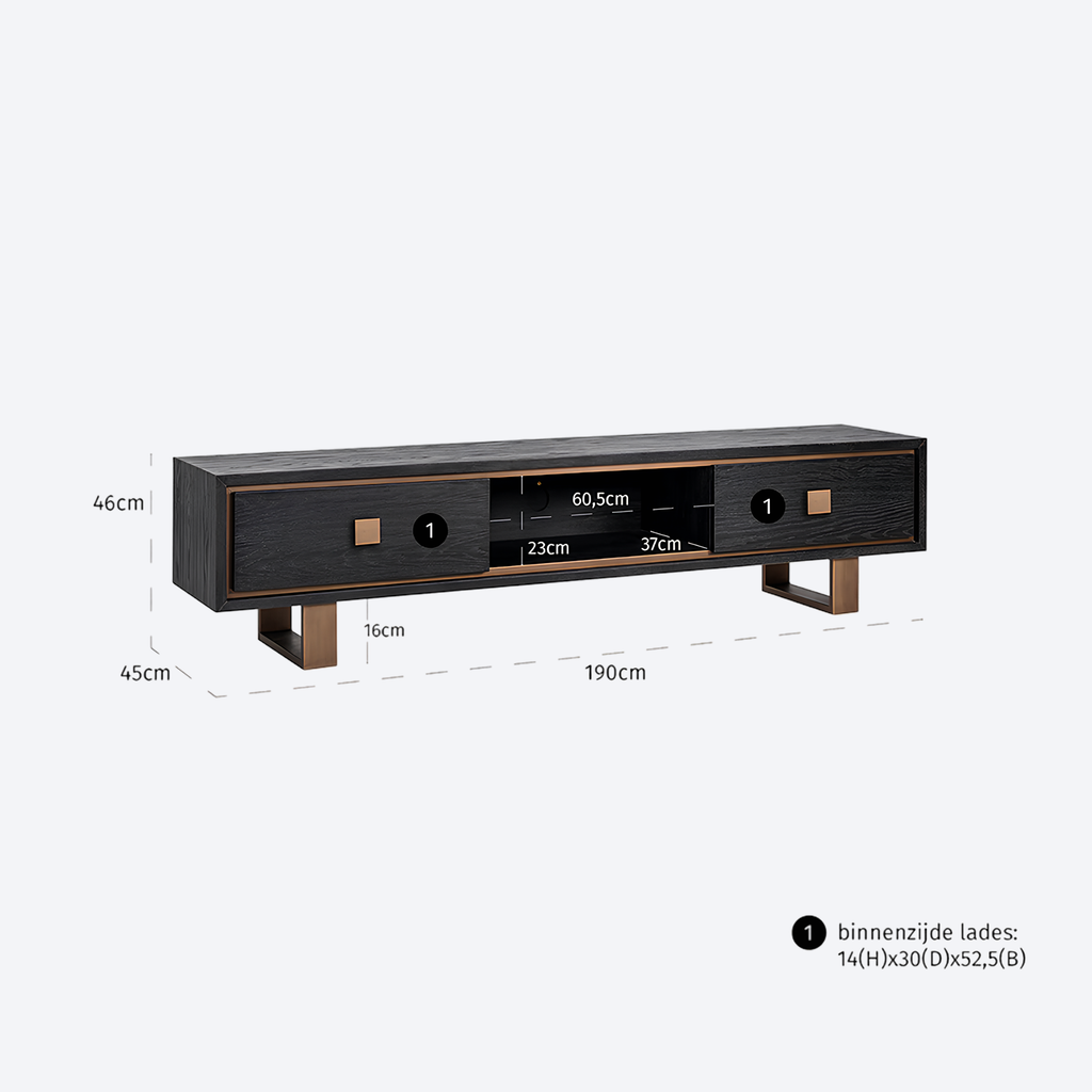 TV cabinet Hunter black rustic