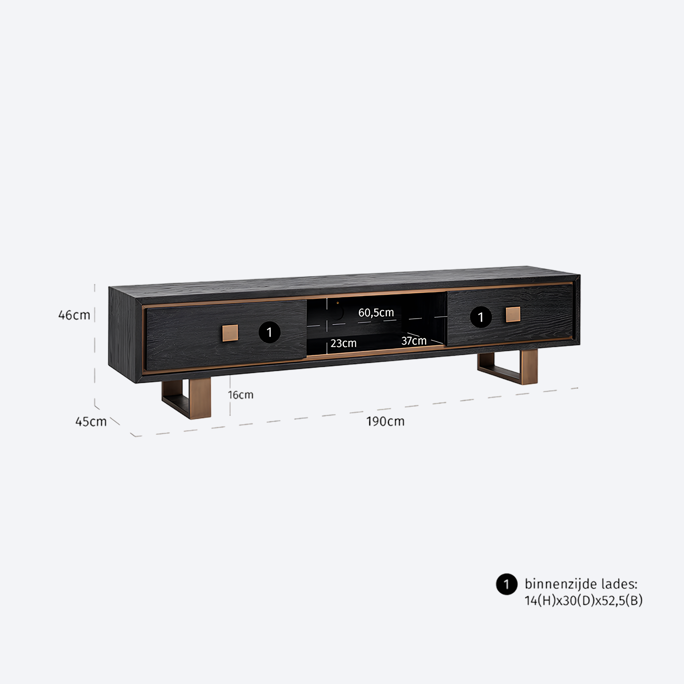 TV cabinet Hunter black rustic