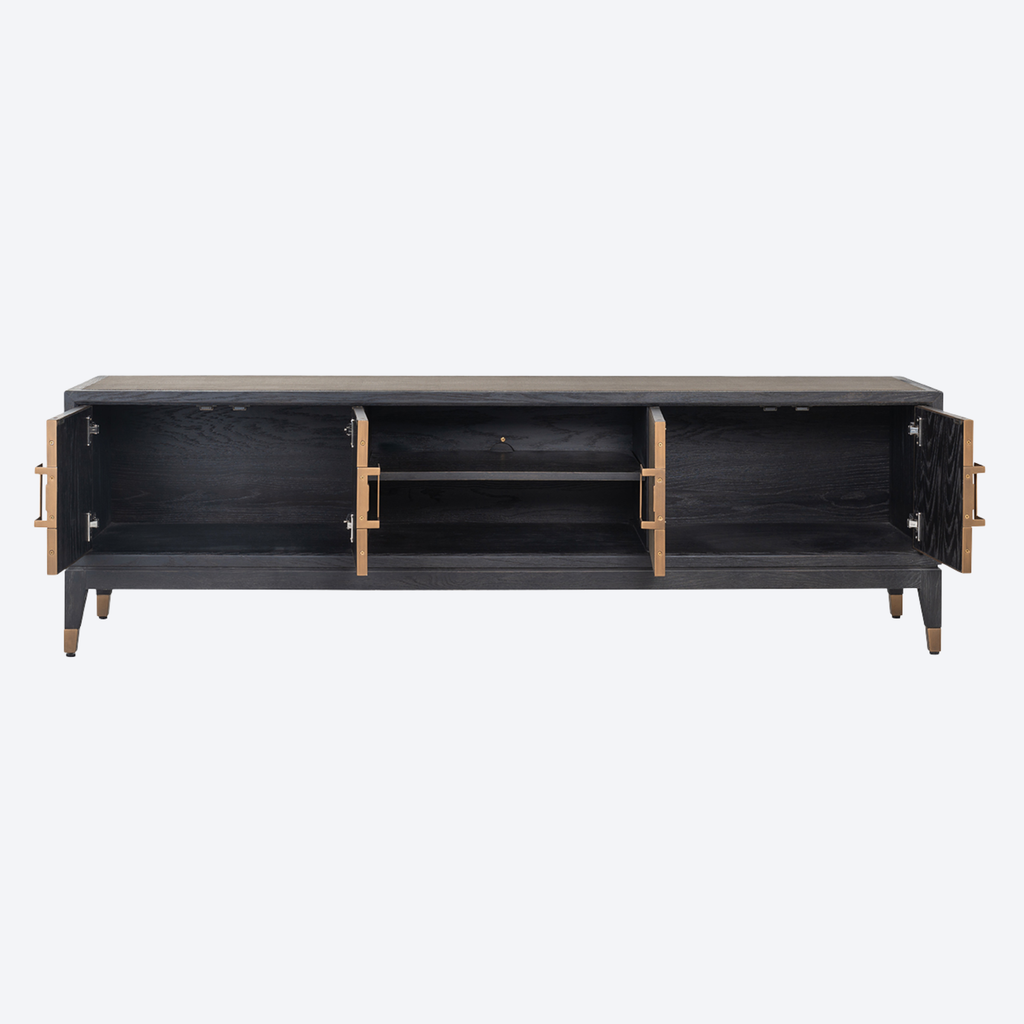 TV cabinet Bloomville brass shagreen