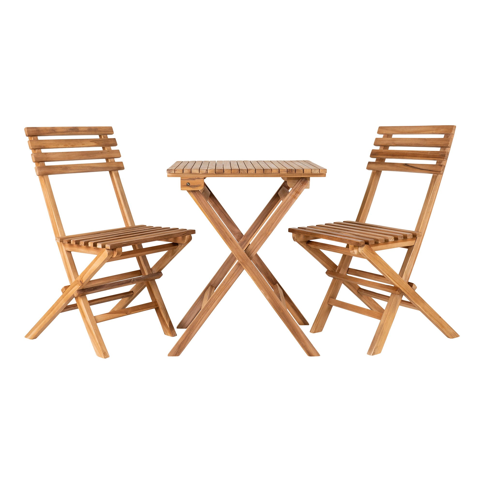 Cuenca Café-Set - Café-Set, 2 Stühle und 1 Tisch, Teak, natur