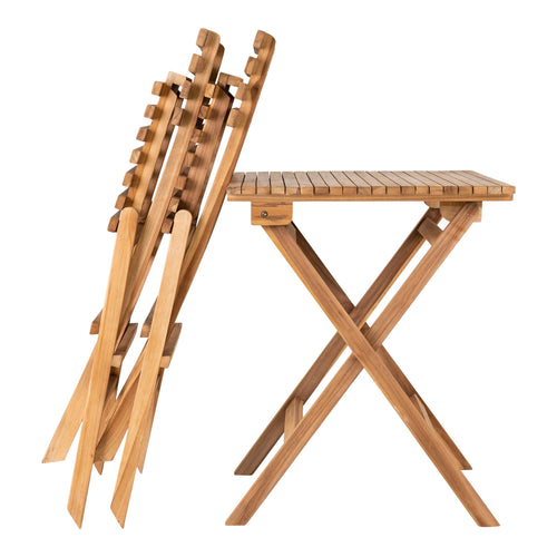 Cuenca Café-Set - Café-Set, 2 Stühle und 1 Tisch, Teak, natur