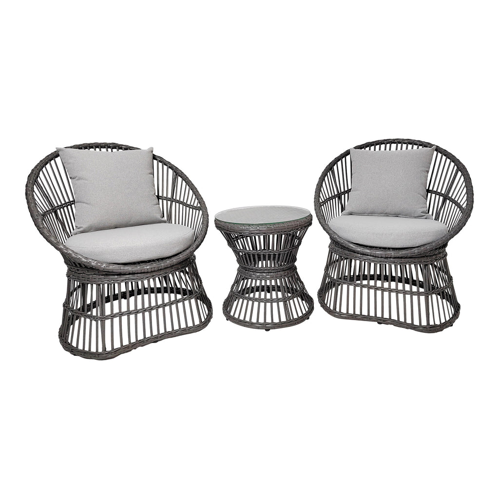 Natal Loungeset - Loungeset, Rattan, grau, inkl. Kissen