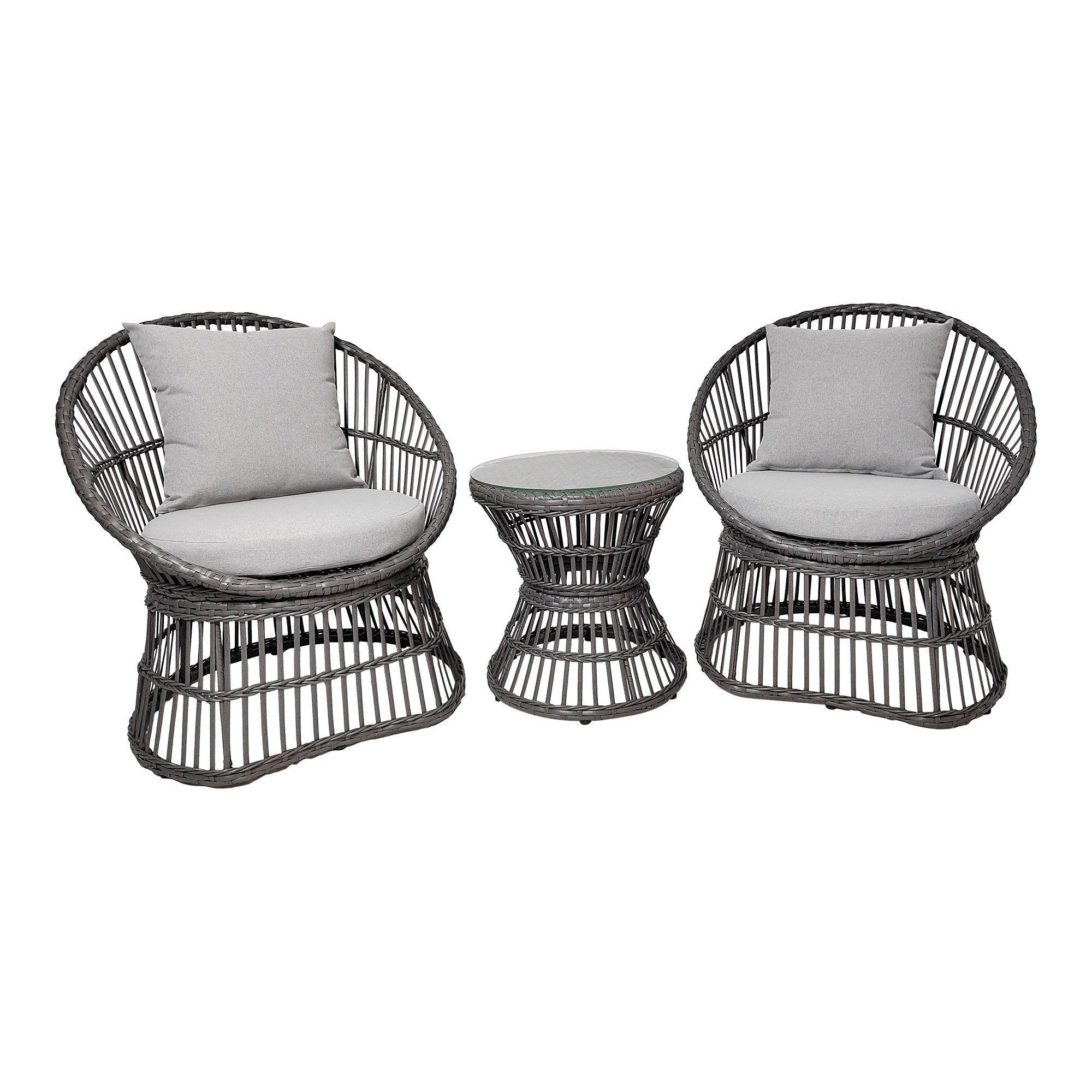 Natal Loungeset - Loungeset, Rattan, grau, inkl. Kissen
