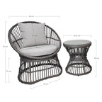 Natal Loungeset - Loungeset, Rattan, grau, inkl. Kissen