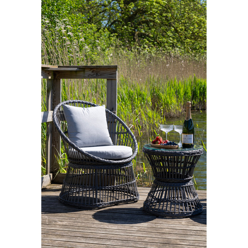 Natal Loungeset - Loungeset, Rattan, grau, inkl. Kissen
