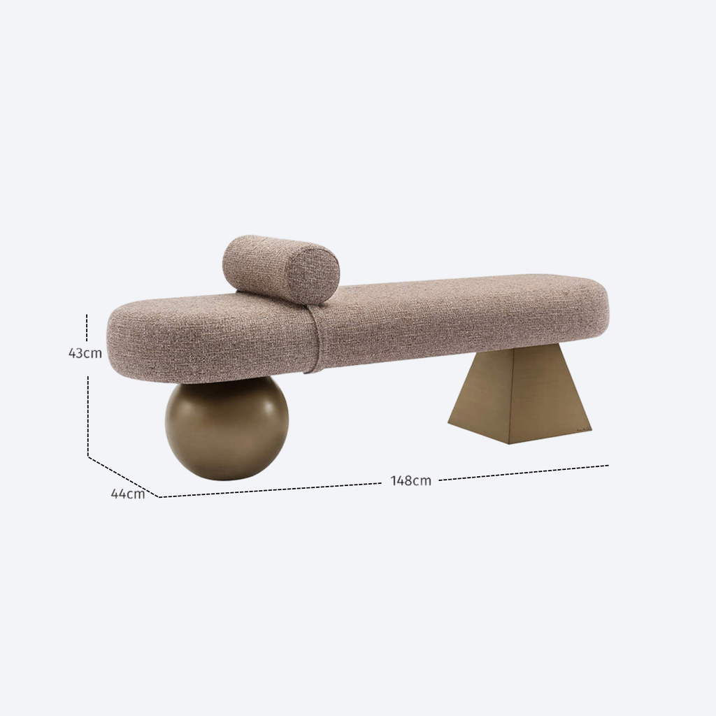 Bench Alexander Jones brown tweed fire retardant (Geneva)